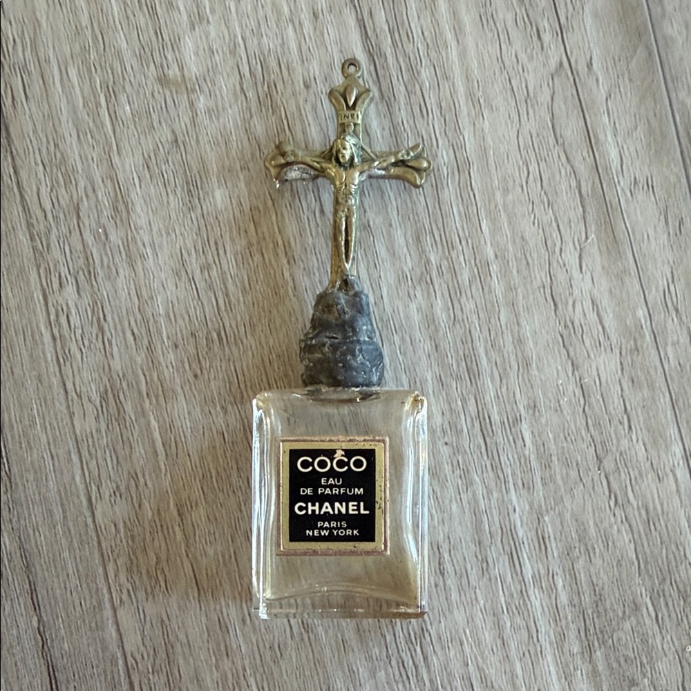 Coco chanel perfume bottle cross